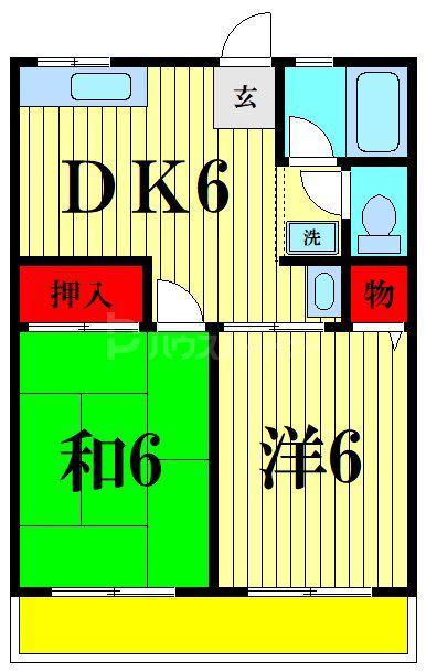 シティハイムA(2DK/1階)の間取り写真