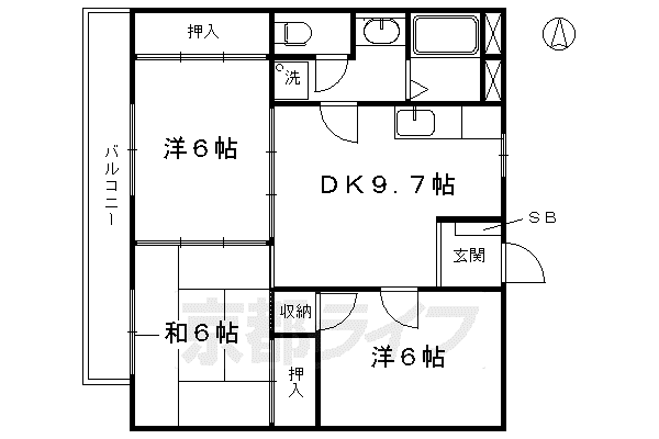 東和ハイツ(3LDK/8階)の間取り写真