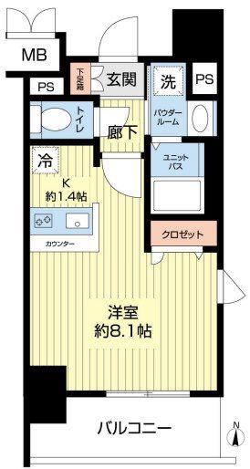 プレサンス泉アーバンゲート(ワンルーム/4階)の間取り写真