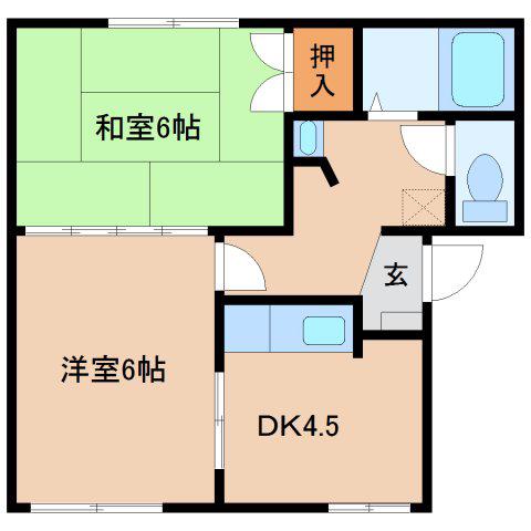 フレグランス白石(2DK/2階)の間取り写真