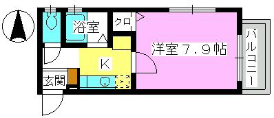 レグラス98(1K/1階)の間取り写真