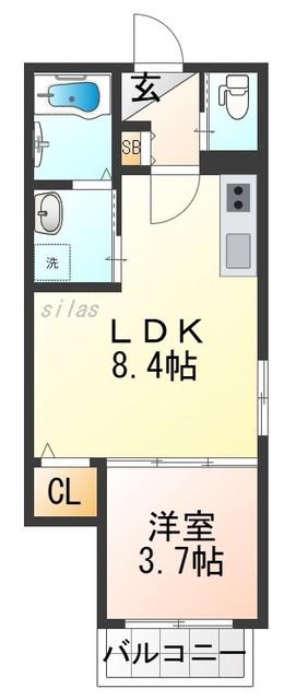 F ASECIA SOMNUS(1LDK/1階)の間取り写真