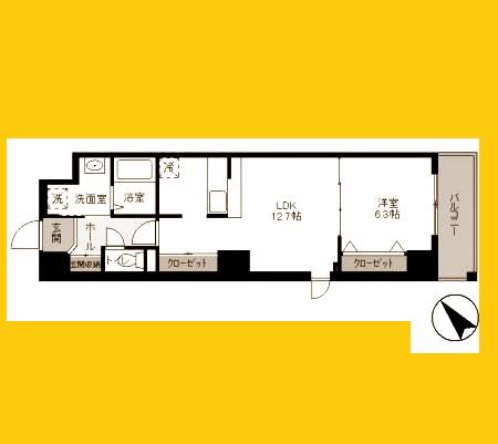 NOBLE HILLS(1LDK/2階)の間取り写真