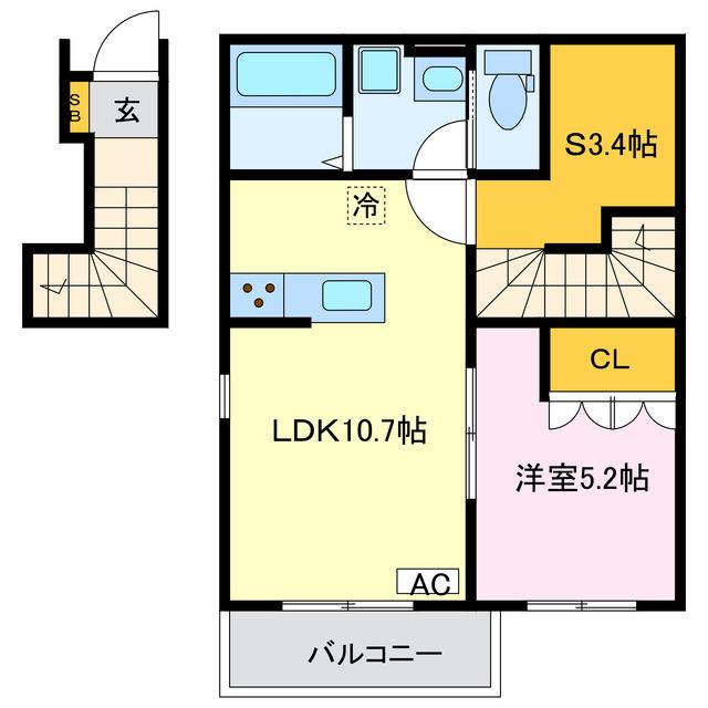 フォレストメゾン蔵子(1SLDK/2階)の間取り写真