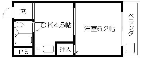グッディライフ御幸町(1K/3階)の間取り写真