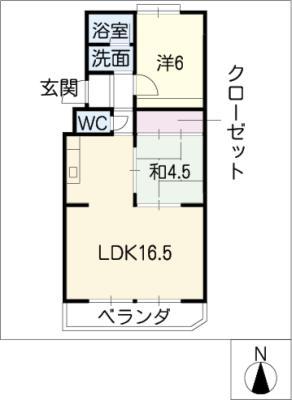 司ハイツ(2LDK/1階)の間取り写真