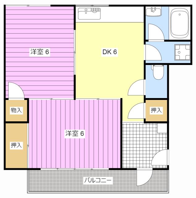 有玉ステーションハイツ II(2DK/2階)の間取り写真