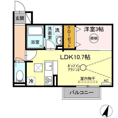 プレステージIII(1LDK/1階)の間取り写真
