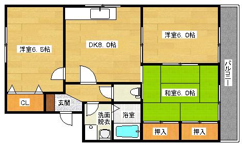 セジュール相田B棟(3DK/2階)の間取り写真