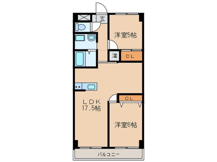 アーバン スクエア 2(2LDK/6階)の間取り写真