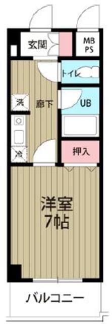 河幸第八ビル(1K/4階)の間取り写真