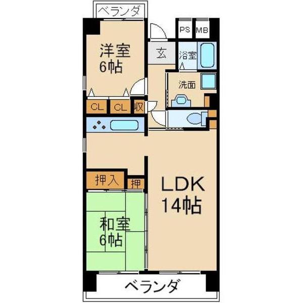 サンティール(2LDK/3階)の間取り写真