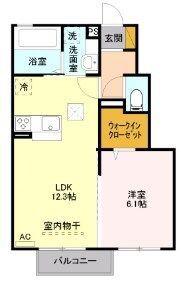 グラン・ヴィラージュウエストW(1LDK/1階)の間取り写真