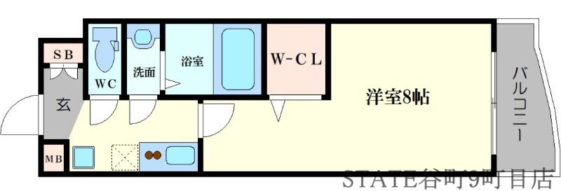 LUXE難波南(1K/9階)の間取り写真