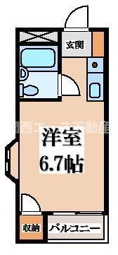 カーサM・K(ワンルーム/2階)の間取り写真