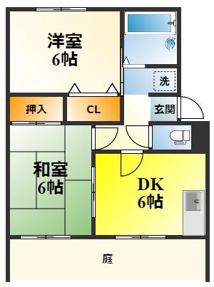 メゾンろーれる(2DK/1階)の間取り写真