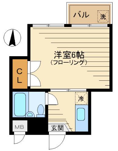 益谷ハイツ(1K/3階)の間取り写真