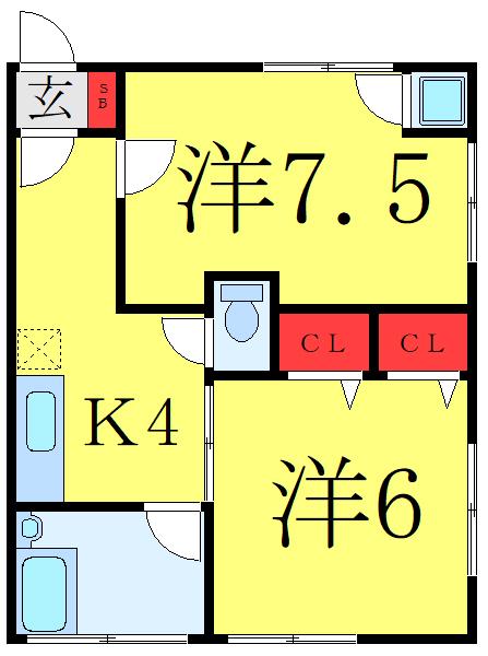 コーポオリエント(2K/1階)の間取り写真