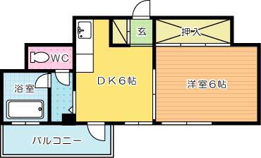 プリモレガーロ香春口(1DK/4階)の間取り写真