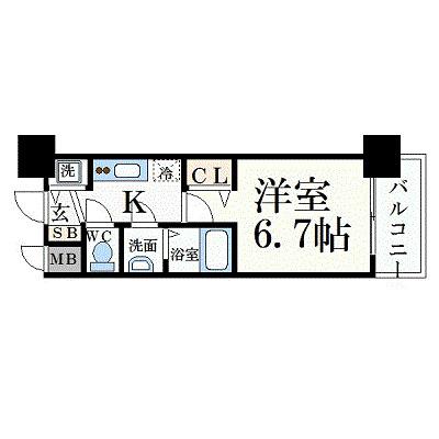 プレサンス丸の内流雅(1K/8階)の間取り写真