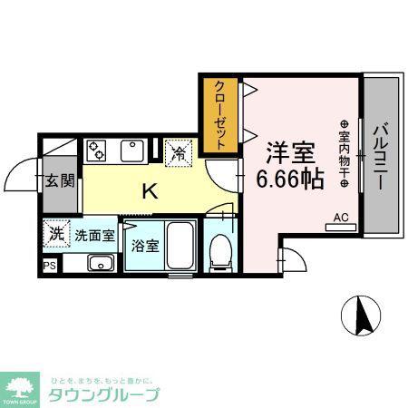 セレスティン三軒茶屋(1K/3階)の間取り写真