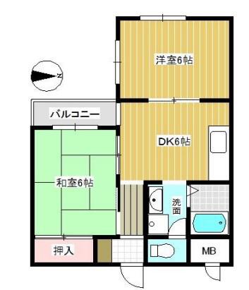グロースパシフィック長田(2DK/5階)の間取り写真