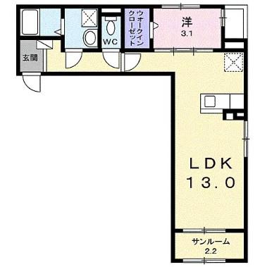 サイネリアII(1LDK/2階)の間取り写真