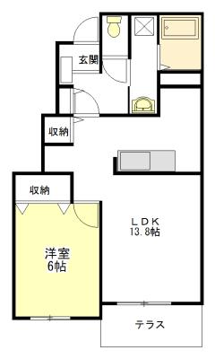 セリシール(1LDK/1階)の間取り写真
