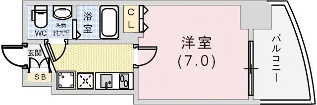 セレニテ神戸西クレア(1K/9階)の間取り写真