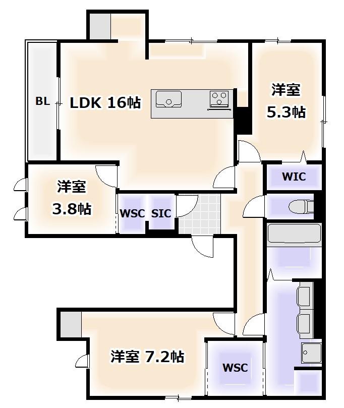 MD TORISIA(3LDK/3階)の間取り写真