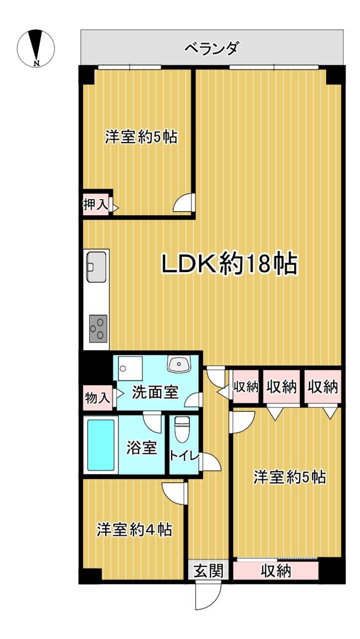 コト―ハイツ伏見稲荷C棟(3LDK/6階)の間取り写真