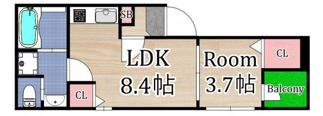プレミアメゾン清水(1LDK/3階)の間取り写真