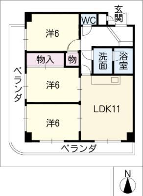 フォレスト岐阜(3LDK/3階)の間取り写真
