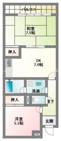 守口コーポ(2DK/5階)の間取り写真