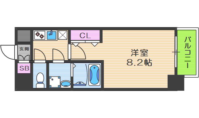 サムティ中之島ウエスト(1K/8階)の間取り写真
