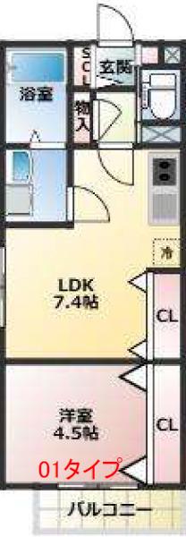 LA FAMILLE K 新大阪(1LDK/1階)の間取り写真