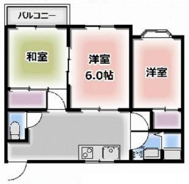 ストリート222(3DK/1階)の間取り写真