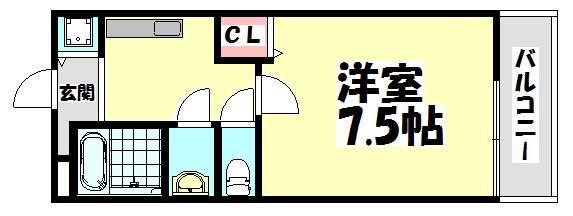 ドミール鳳(1K/1階)の間取り写真
