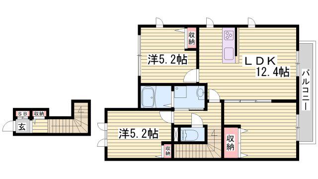 パルテール・加古川 C棟(3LDK/2階)の間取り写真