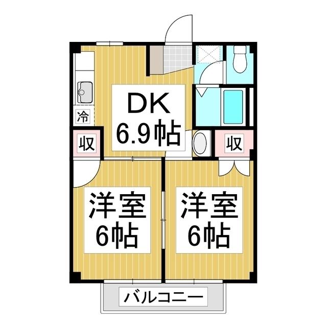 コーポラス花立(2DK/1階)の間取り写真