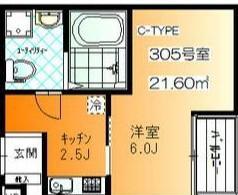 ボヌール蒲生(1K/3階)の間取り写真