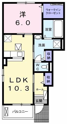 光城ハイツ(1LDK/1階)の間取り写真
