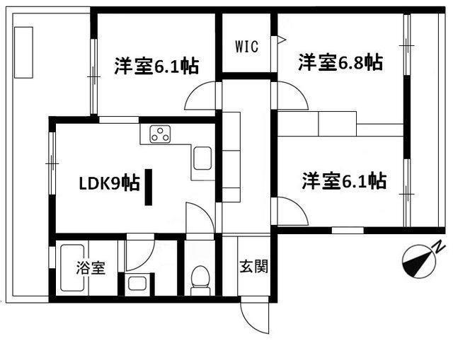 エルムコート(3LDK/1階)の間取り写真
