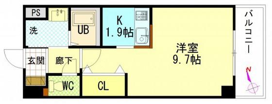 グローリ(ワンルーム/5階)の間取り写真