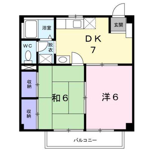 レーベンハイム(2DK/2階)の間取り写真