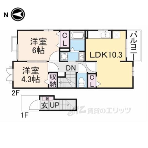 駅 東 館(2LDK/2階)の間取り写真