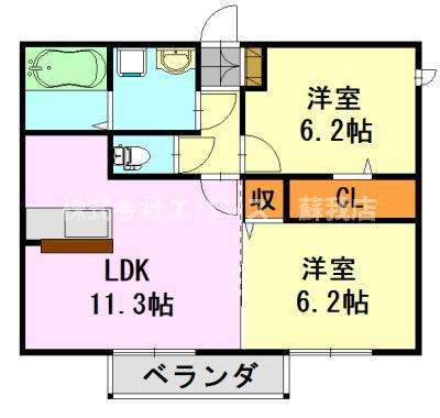 エクラシオール(2LDK/2階)の間取り写真