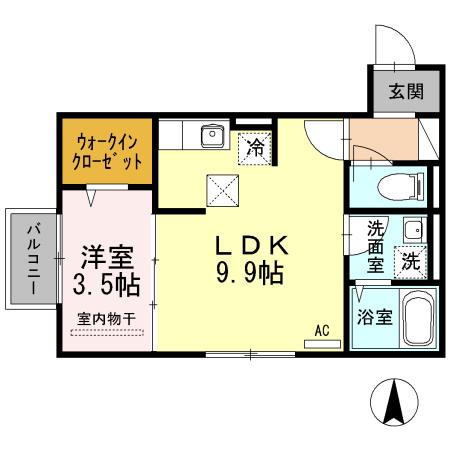 DROOM熊本(1LDK/1階)の間取り写真