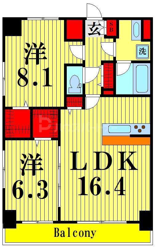ボヌール両国(2LDK/9階)の間取り写真
