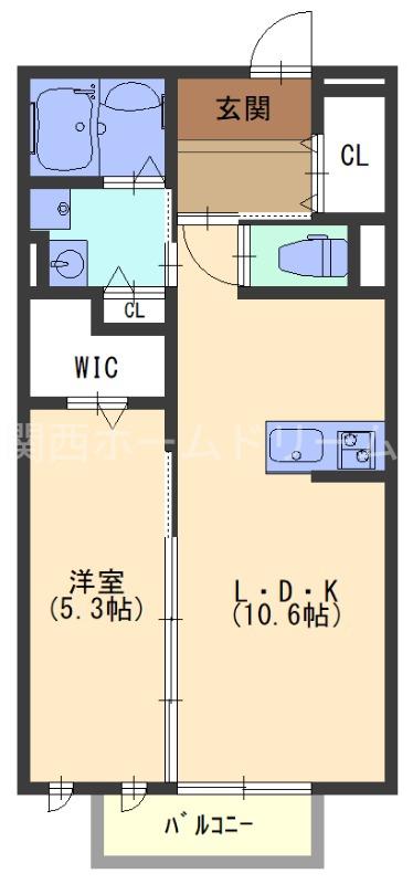 アヴェニュー暁町(1LDK/2階)の間取り写真